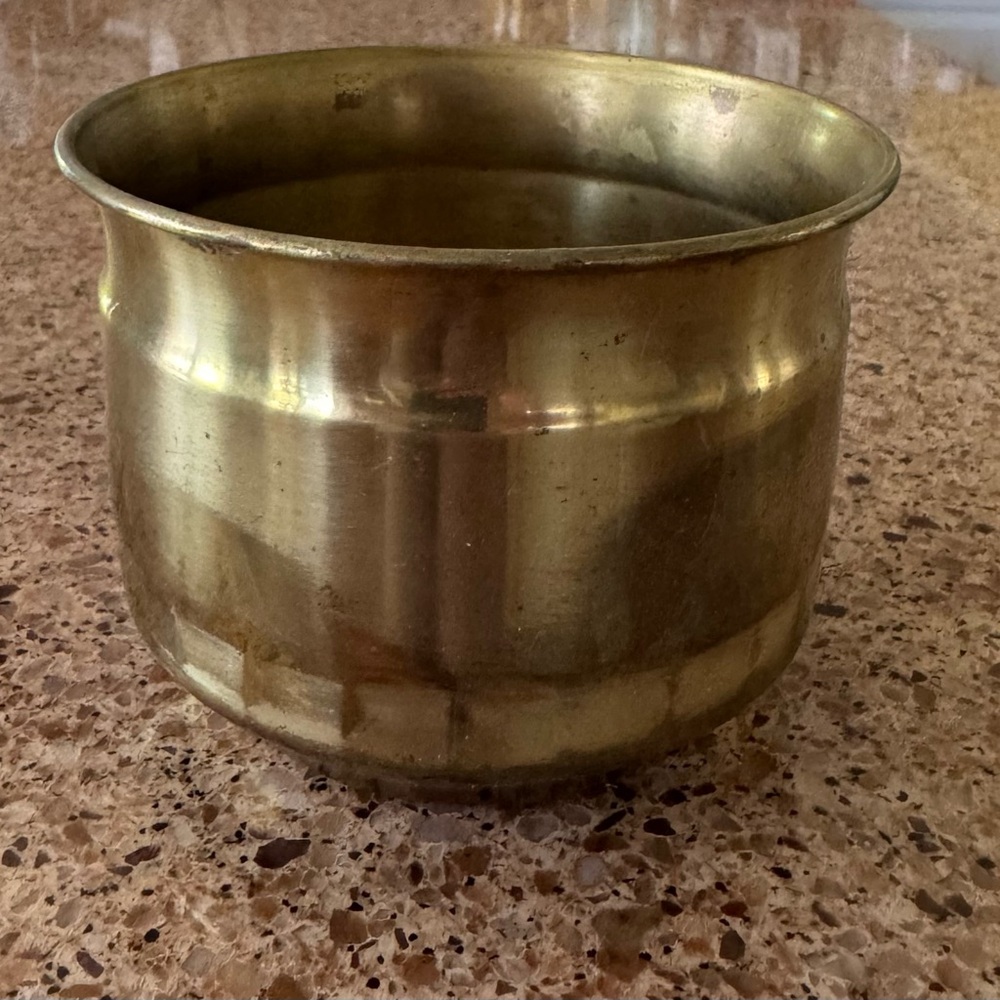Vintage Planter Pot F.T.D.A. 1986 Made in Holland Light Brass Gold Tone